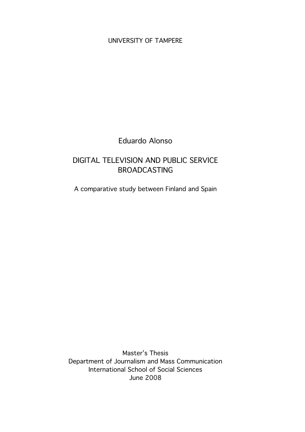 Digital Television and Public Service Broadcasting