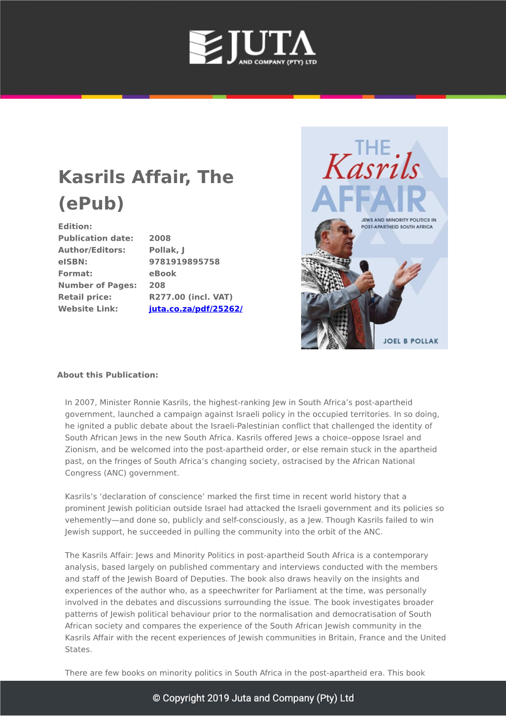 Kasrils Affair, the (Epub)