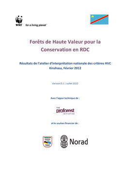 Forêts De Haute Valeur Pour La Conservation En RDC