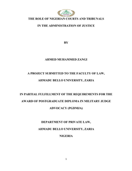 The Role of Nigerian Courts and Tribunals in The