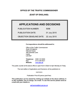 APPLICATIONS and DECISIONS 1 July 2015