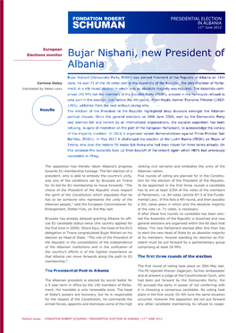 Bujar Nishani, New President of Albania