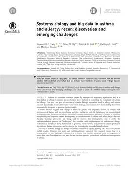 Systems Biology and Big Data in Asthma and Allergy: Recent Discoveries and Emerging Challenges