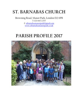 St Barnabas Manor Park Parish Profile