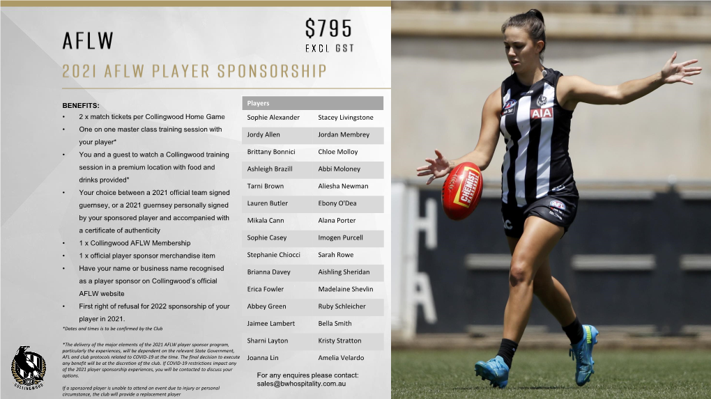 AFLW 2021 Player Sponsorship