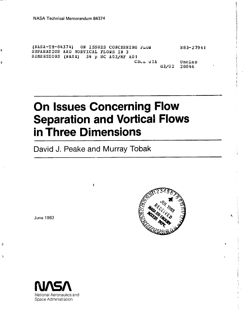 On Issues Concerning Flow Separation and Vortical Flows in Three Dimensions David J