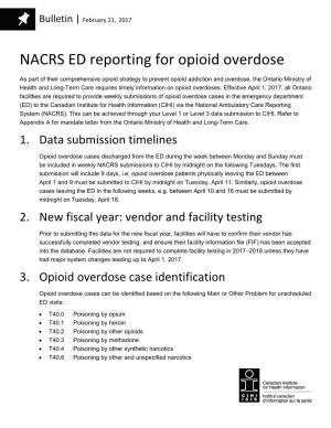 NACRS ED Reporting for Opioid Overdose