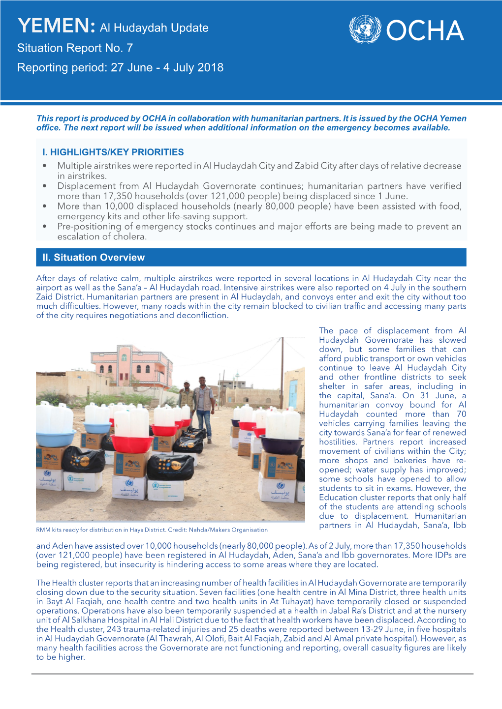 YEMEN: Al Hudaydah Update Situation Report No
