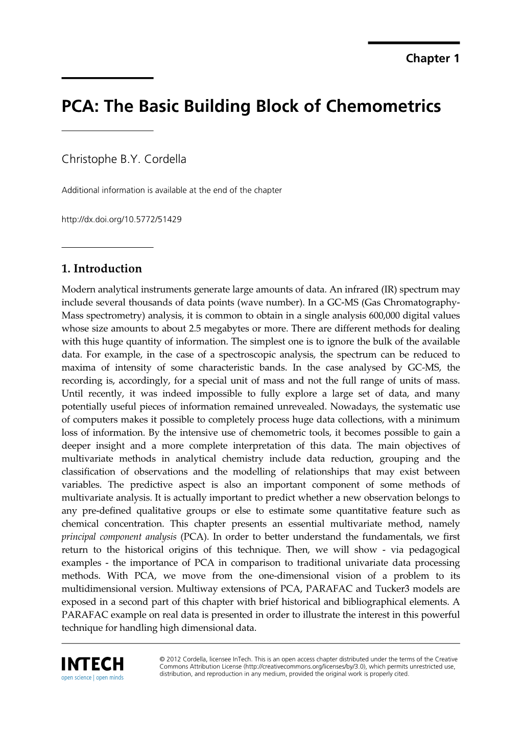 PCA: the Basic Building Block of Chemometrics