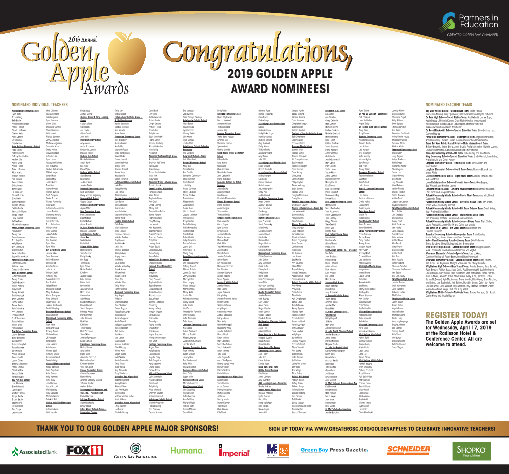 2019 Golden Apple Award Nominees!