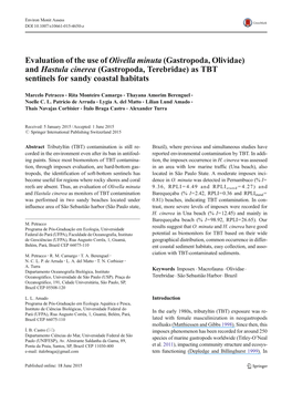 Evaluation of the Use of Olivella Minuta (Gastropoda, Olividae) and Hastula Cinerea (Gastropoda, Terebridae) As TBT Sentinels for Sandy Coastal Habitats