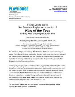 King of the Yees by Bay Area Playwright Lauren Yee
