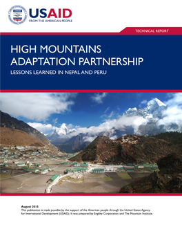 USAID High Mountains Adaptation Partnership Lessons Learned LAPA