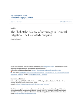 The Shift of the Balance of Advantage in Criminal Litigation: the Case of Mr