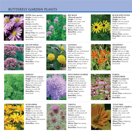 Butterfly GARDEN PLANTS * Plants Considered Annuals in This Zone