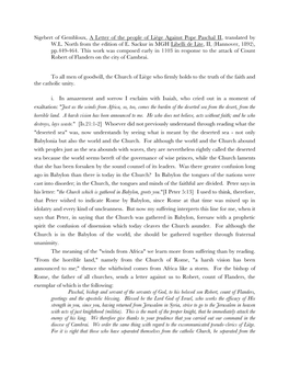 Sigebert of Gembloux, a Letter of the People of Liège Against Pope Paschal II, Translated by W.L. North from the Edition of E