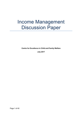 Income Management Discussion Paper