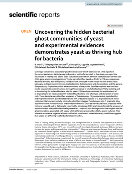 Uncovering the Hidden Bacterial Ghost Communities of Yeast and Experimental Evidences Demonstrates Yeast As Thriving Hub for Bacteria B