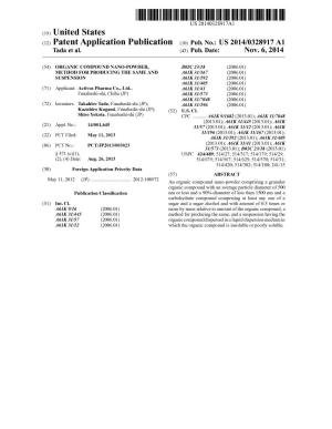 (12) Patent Application Publication (10) Pub. No.: US 2014/0328917 A1 Tada Et Al