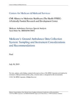 Medicare's Ground Ambulance Data Collection System