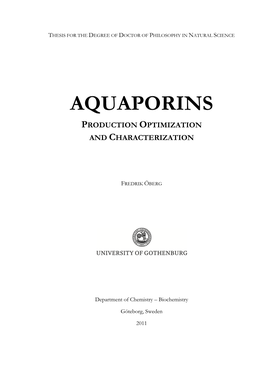 Aquaporins Production Optimization and Characterization