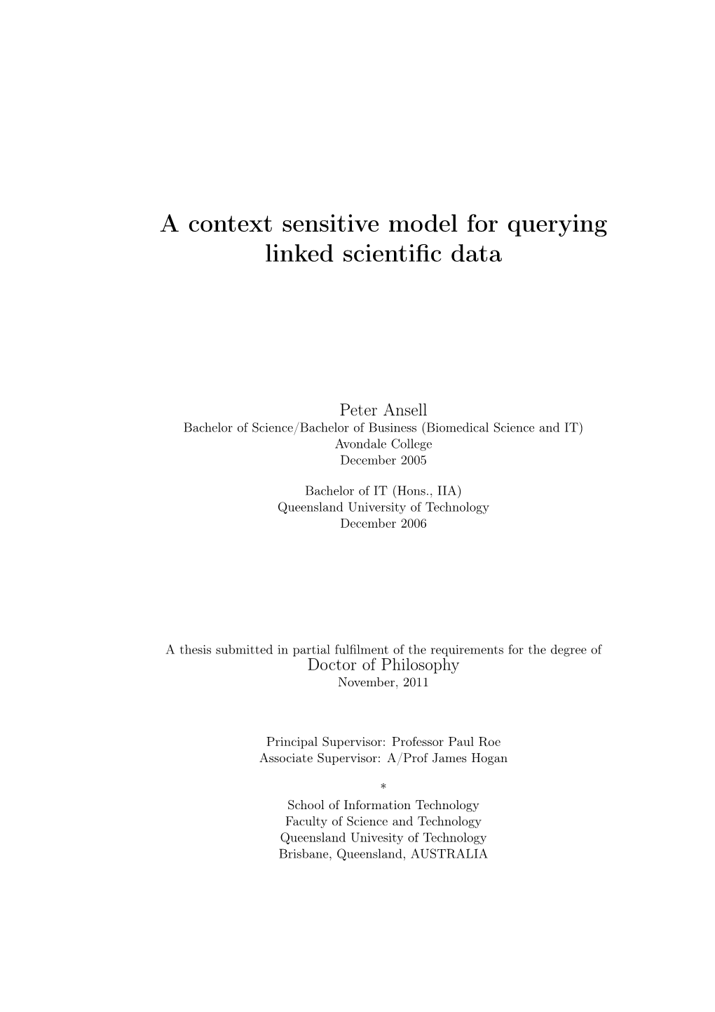 A Context Sensitive Model for Querying Linked Scientific Data