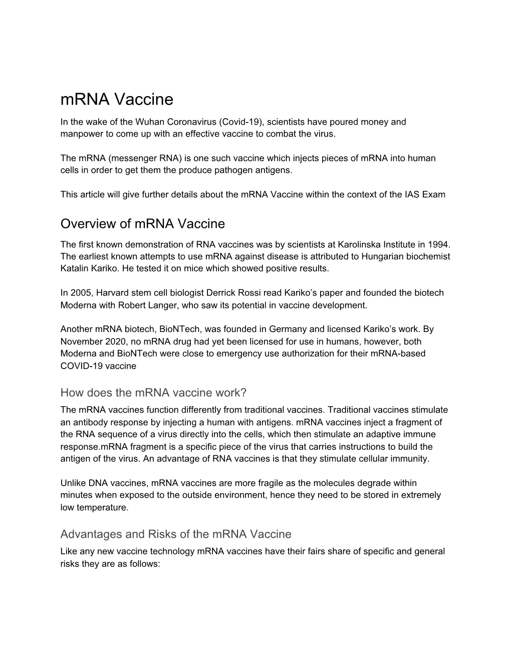 Mrna Vaccine