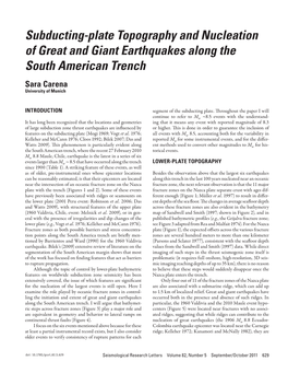 Subducting-Plate Topography and Nucleation of Great and Giant Earthquakes Along the South American Trench