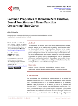 Common Properties of Riemann Zeta Function, Bessel Functions and Gauss Function Concerning Their Zeros