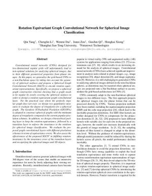 Rotation Equivariant Graph Convolutional Network for Spherical Image Classiﬁcation