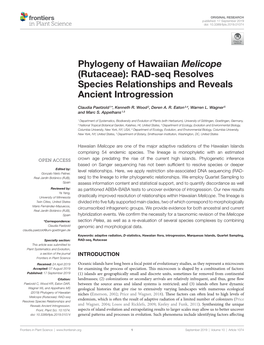 Phylogeny of Hawaiian Melicope (Rutaceae): RAD-Seq Resolves Species Relationships and Reveals Ancient Introgression