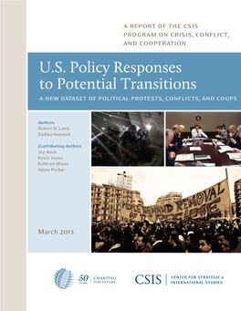 U.S. Policy Responses to Potential Transitions a New Dataset of Political Protests, Conflicts, and Coups