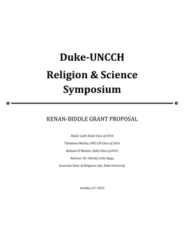 Duke-UNCCH Religion & Science Symposium