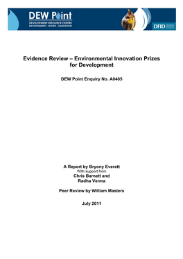 Evidence Review – Environmental Innovation Prizes for Development