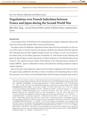 Negotiations Over French Indochina Between France and Japan During the Second World War