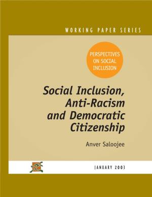Social Inclusion, Anti-Racism and Democratic Citizenship