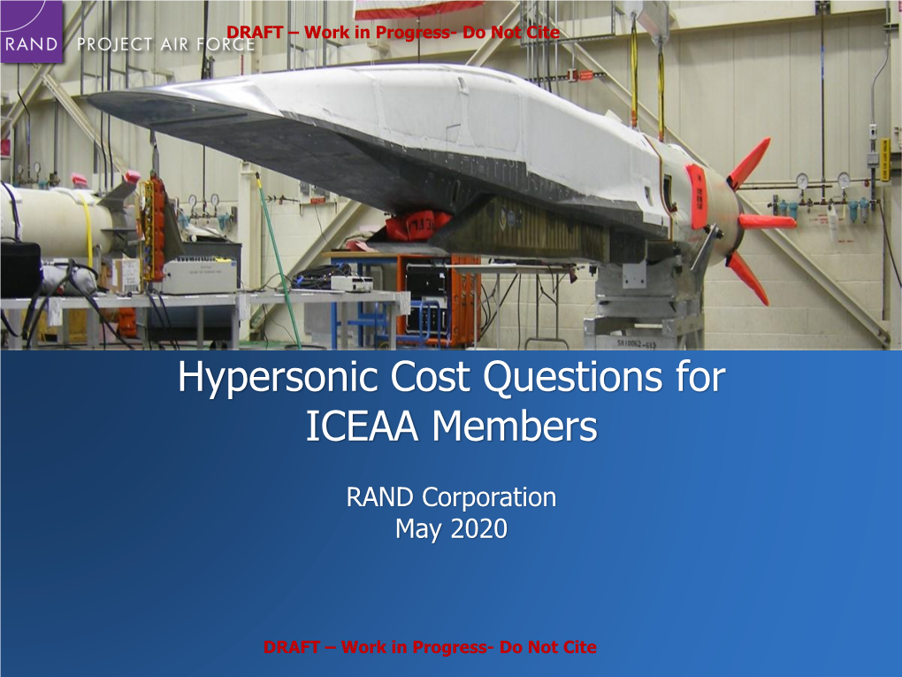 Guidance on Hypersonic Cost Questions