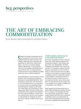 THE ART of EMBRACING COMMODITIZATION by Eric Boudier, Anders Porsborg-Smith, and Martin Reeves