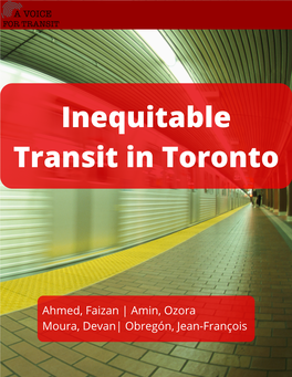 Inequitable Transit in Toronto