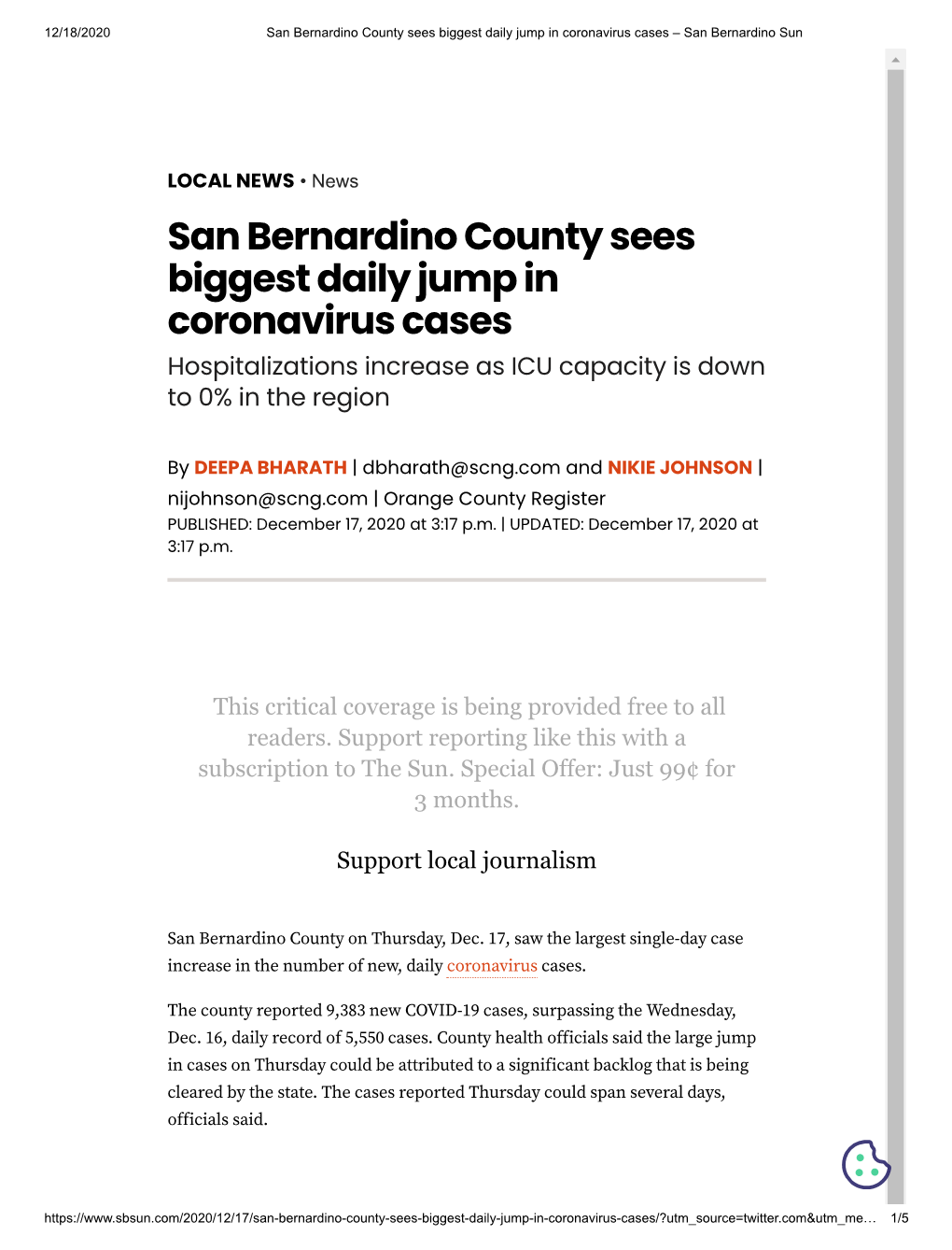 San Bernardino County Sees Biggest Daily Jump in Coronavirus Cases – San Bernardino Sun
