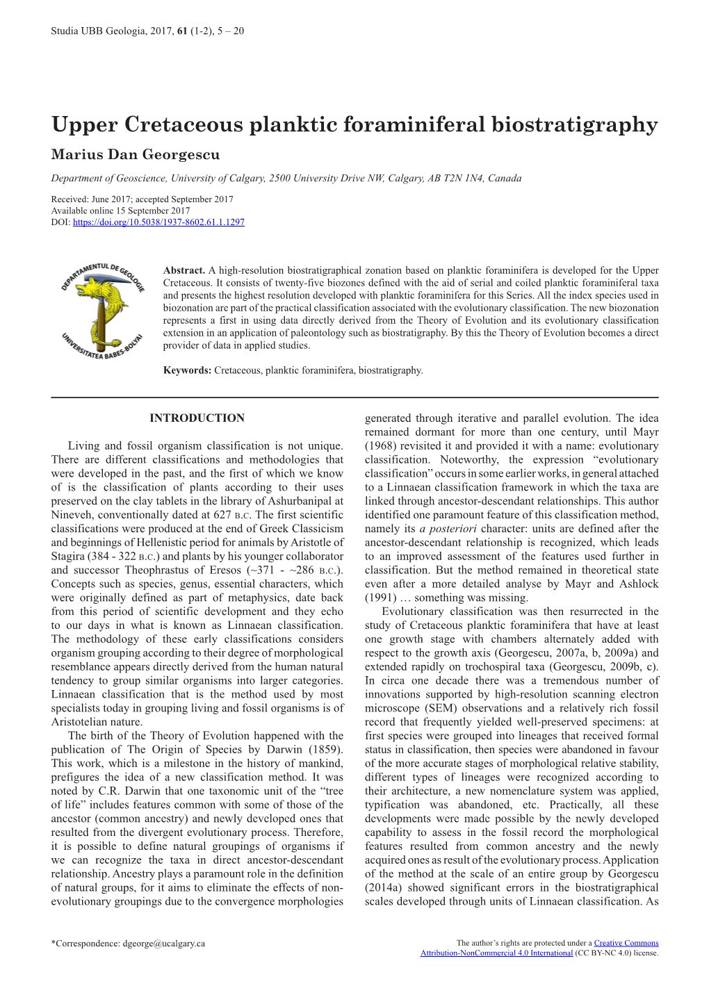 Upper Cretaceous Planktic Foraminiferal Biostratigraphy