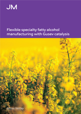 Flexible Specialty Fatty Alcohol Manufacturing with Gusev Catalysis