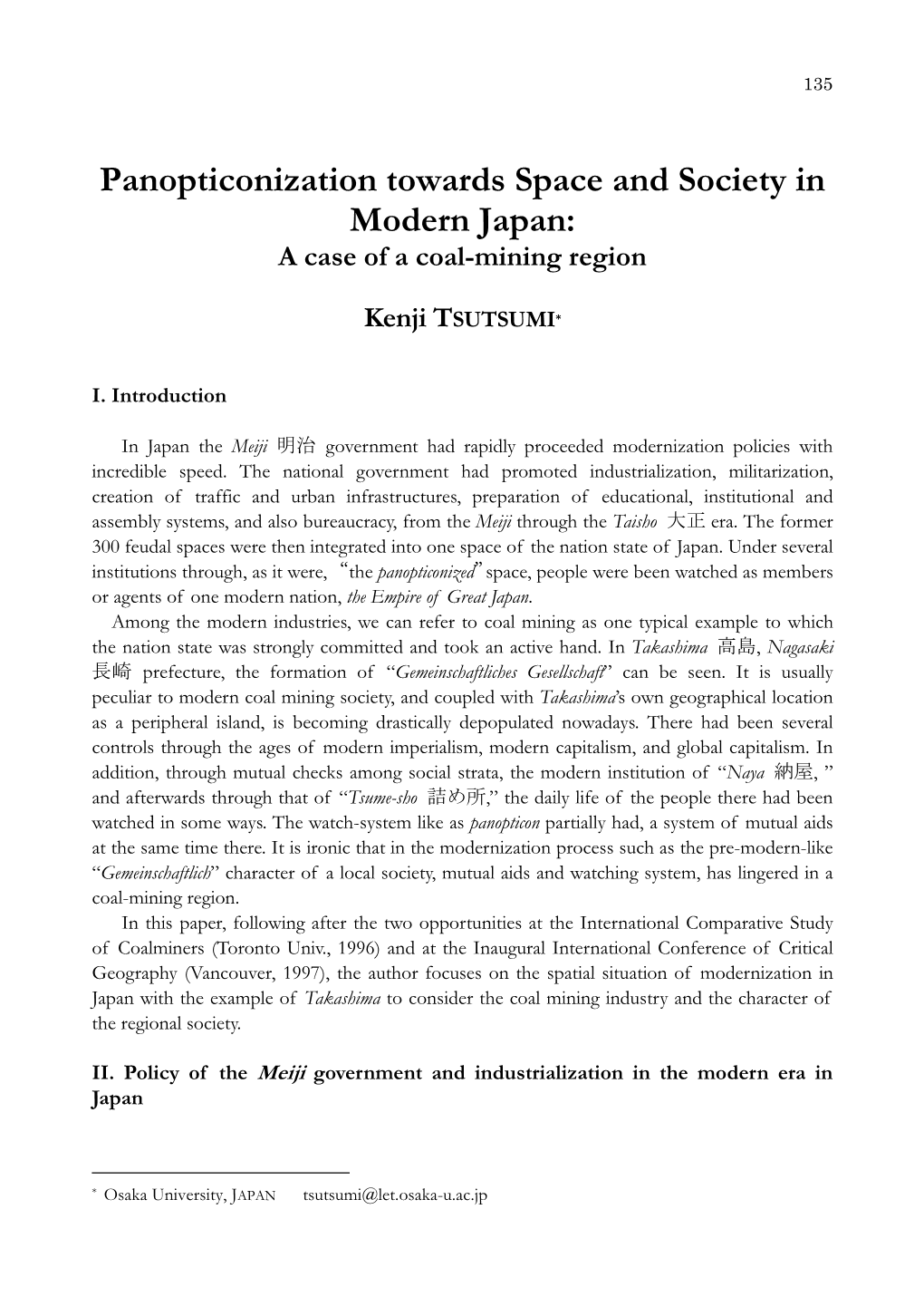 Panopticonization Towards Space and Society in Modern Japan: a Case of a Coal-Mining Region