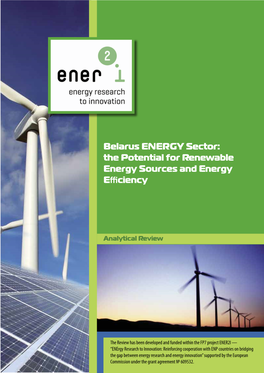 Belarus ENERGY Sector: the Potential for Renewable Energy Sources and Energy Efficiency