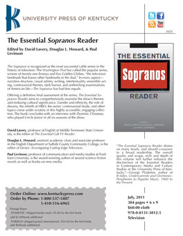 The Essential Sopranos Reader Edited by David Lavery, Douglas L