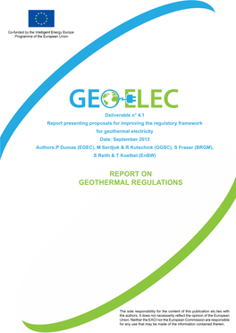 Report on Geothermal Regulations