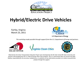 Hybrid/Electric Drive Vehicles