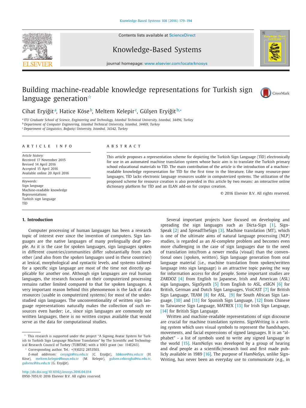 Building Machine-Readable Knowledge Representations for Turkish Sign R Language Generation