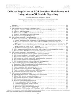 Cellular Regulation of RGS Proteins: Modulators and Integrators of G Protein Signaling