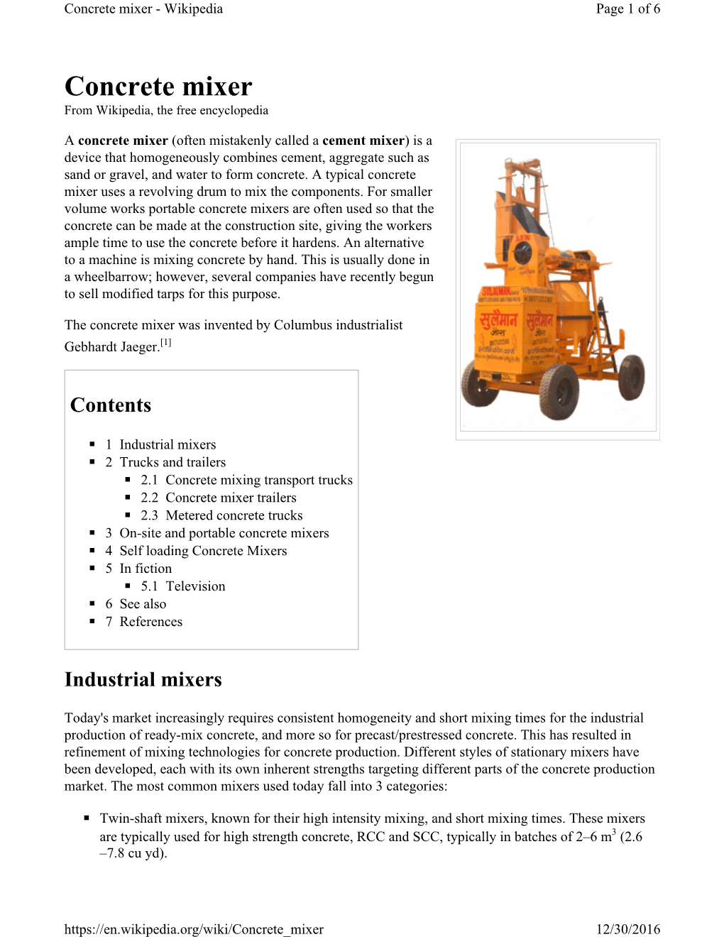 Concrete Mixer - Wikipedia Page 1 of 6